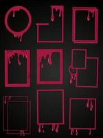 Red Melting Frame Set Black Background vector