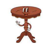 Cartoon groovy table character with round top vector