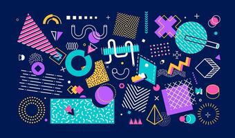 90s pop art retro element shapes background vector