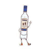 Vodka beverage bottle groovy happy character vector