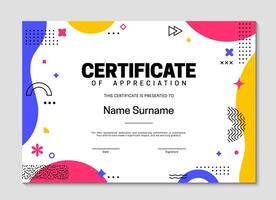 Diploma certificate template with geometric shapes vector