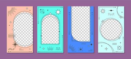 Y2K frame poster templates, abstract line shapes vector