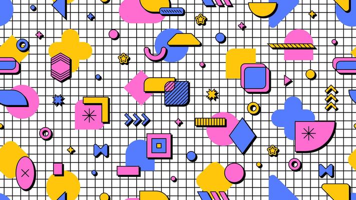 Abstract 80s 90 geometric Memphis seamless pattern