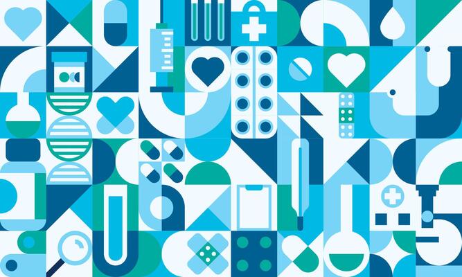 Healthcare medicine geometric pattern modular tile