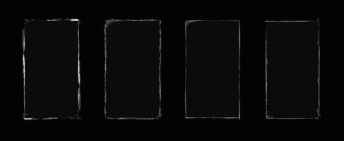 Empty black frames arranged in a row on a dark background at an art exhibition. vector