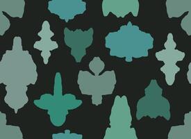Cute hand drawn abstract symmetry organic shapes, foliages seamless pattern, Japanese folk, ethnic handcrafted background, simple graphic for textile, carpet, decoration, wrapping paper vector