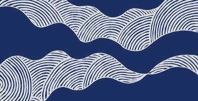 Hand drawn brush lines abstract circular waves with space pattern, Japanese folk, ethnic wood carving texture background, simple graphic for carpet, textile vector