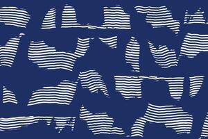 Hand drawn incomplete and distorted flowing brush lines stripe pattern, Japanese wood carving, block print texture background in white and blue, simple graphic for carpet, textile vector