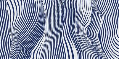 Distorted optical stripes abstract brush lines pattern, Japanese folk, ethnic hand drawn, block print texture background in white and blue, simple graphic for textile, carpet, vector