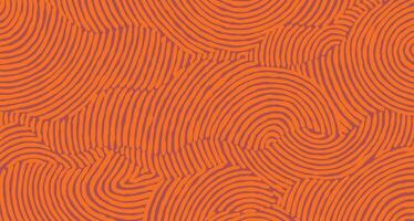 Hand drawn brush lines abstract circular waves pattern in orange, Japanese folk, tribal imperfect hand paint background, irregular graphic for textile, carpet vector