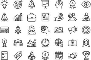 set of 35 outline icons related of startup for web design vector