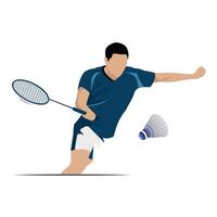 Badminton Player in Action Silhouette with racket and Shuttlecock vector