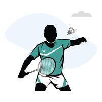 Badminton Player in Action with racket and Shuttlecock vector
