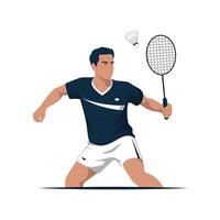 Badminton player Illustration with racket and feather vector