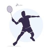 Badminton Player in Action Silhouette vector