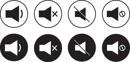 speaker volume icon . Mute and unmute volume sound. No speaker icon. volume sound flat icons for apps and websites illustration, vector