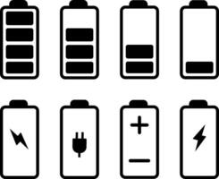 Babattery charge level icon set. Concept power, energy, low , full,. battery charge level indicators background, vector