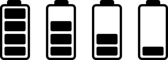battery set icon set . Contains such icons as charger, battery charge level indicators , vector