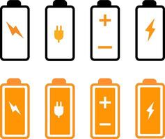 set of Battery level icon set. Contains such icons as charger, battery charge level indicators background symbol, vector