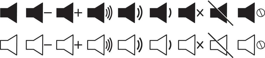 speaker icon set. Mute and unmute volume sound. No speaker icon. volume sound flat icons for apps and websites illustration, vector