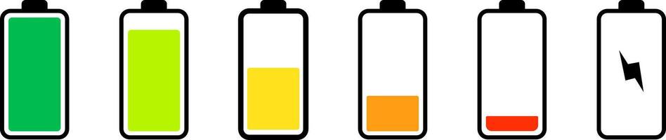 High quality colourful style icons. Contains such icons as charger, battery charge level indicators , vector