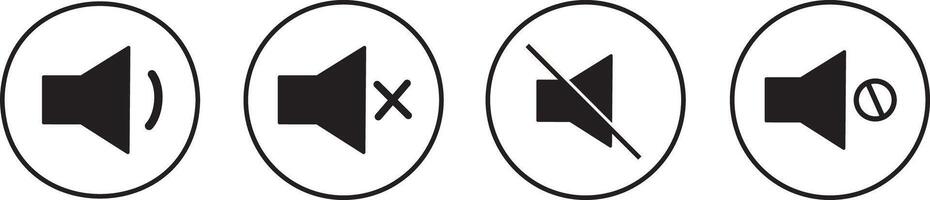 set of Mute sound icons set. Mute and unmute volume sound. No speaker icon illustration, vector