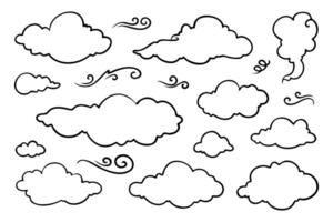 Collection of clouds with creative outlines on a white background vector