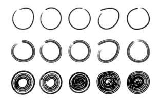 A collection of circle doodles suitable for creative purposes on a white background. vector