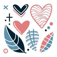 Colorful heart and leaf patterns create a vibrant design for an artistic composition vector