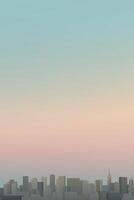 Silhouette skyscrapers front with twilight sky vertical background graphic illustration have blank space. vector