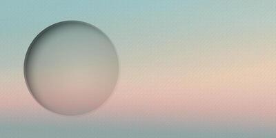 Blank 3D circle frame paper cut style on abstract pastel dramatic sky background with bond paper texture graphic illustration. vector