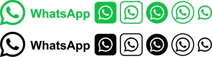 Collection of Green and Black WhatsApp Logos and Icons in Various Styles and Sizes vector