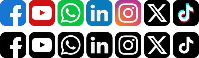 Comprehensive Set of Social Media Icons in Square Format vector