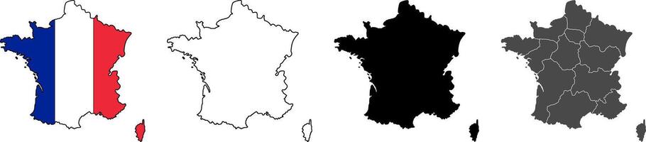 Comprehensive Set of France Maps and Flag Variation vector