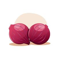 Onions slices with smooth background, onion flat illustration vector