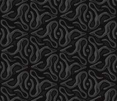 Seamless decorative hand drawn black pattern. Roots inscribed in a triangular shape. Ethnic endless background with 3d ornament. Traditional ethnic motives, tribal figures. Print for fabric vector