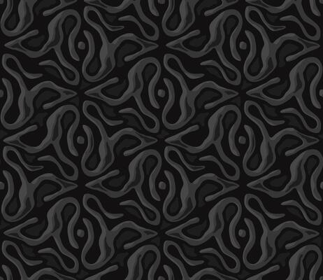 Seamless decorative hand drawn black pattern. Roots inscribed in a triangular shape. Ethnic endless background with 3d ornament. Traditional ethnic motives, tribal figures. Print for fabric