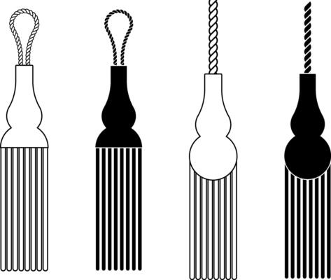 outline silhouette Tassel icon set