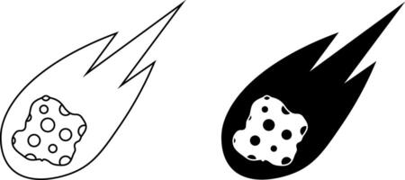 outline silhouette Comet icon set vector