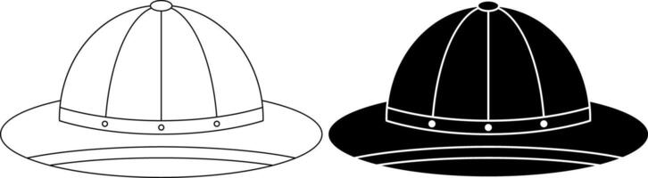 outline silhouette Pith helmet icon set vector
