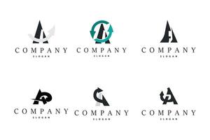 Set Bundle Minimal Initial A Letter Logo, Modern And Luxury Geometric Design, Icon Element vector