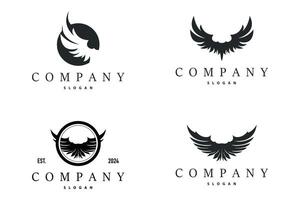 Black wings with simple and minimalist wing logo design concept set bundle vector