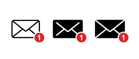 Message envelope notification icon set. Email, mail sign symbol vector