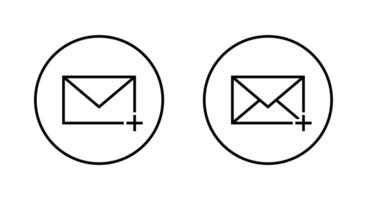 Add envelope message outline icon on circle line. Email, mail with plus sign symbol vector