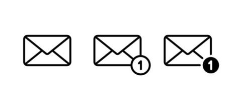 Message notification outline icon set. Email, envelope mail sign symbol vector