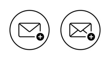 Add message icon on circle line. Envelope email with plus sign symbol vector