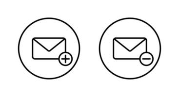 Add and remove message, email outline icon on circle line. Create and delete envelope mail sign symbol vector