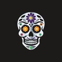 a sugar skull with colorful flowers on it. Day of the Dead Sugar Skull. skull vector