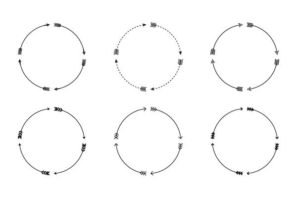Six circular arrow flow designs