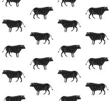 Seamless pattern of hand drawn doodle sketch standing bull isolated on white vector